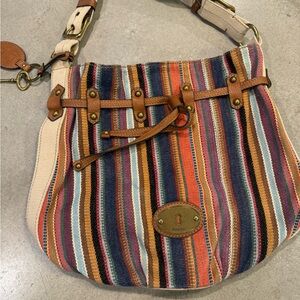 🍄 Fossil Colorful Striped Shoulder Bag